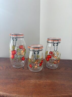 Vintage Spice of Life Canister Set by Arc France 3 Pcs with Hinged Lids MCM